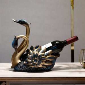 Resin Swan Statue Wine Bottle Holder Table Top Wine Bottle Rack Countertop Wine Rack
