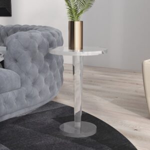Round Acrylic End Table Modern Clear Side Table