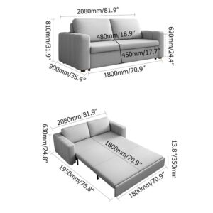 82" Cotton and Linen Upholstered Convertible Sofa Bed Gray Sleeper Couch with Storage