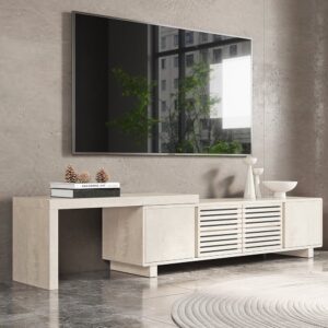 Extendable Grille-Inspired TV Stand with Storage(1600mm-2100mm)