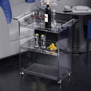 Modern Acrylic Serving Cart with Handles, 3-Tier Rolling Trolley | homary