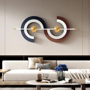 Modern Abstract Metal Wall Art Decor Gray & Gold 3D Geometric Sculpture for Living Room