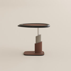 23’’ C-Shaped Mid-Century Side Table,Stable base,Fully Assembled, Brown & Gray