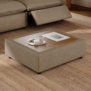 Storage & Coffee Table Ottoman, Fabric, Beige