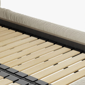 Queen Size Upholstered Marshmallow Bed, Beige Suede Fabric Platform Bed Frame with Wooden Slat Support, No Box Spring Needed, Easy Assembly
