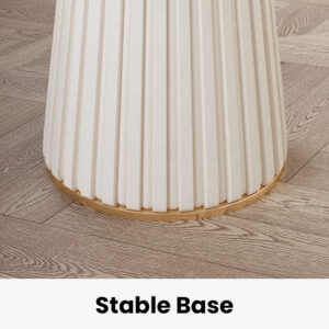 14.96" Modern Light Luxury Side Table, End Side with Glossy Sintered Stone Top, Metal Base, White