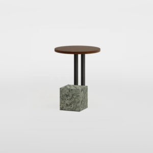 Modern Light Luxury End&Side Table, Walnut Veneer Tabletop, Sintered Stone Base