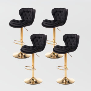 Modern Velvet Adjustable Bar Stools (Set of 2), with Back and Footrest, Golden Base, Counter Height Dining Chairs,Beige