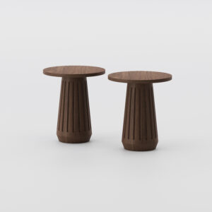 17.71" Modern Minimalist Round Side Table, MDF, Walnut Veneer