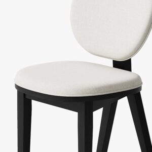Mid-Century Modern Upholstered Linen Dining Chair Set of 2, Round Back Side Chairs, Fully Assembled