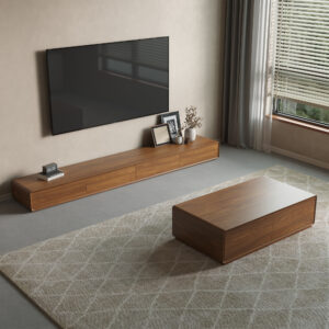 Modern Wood Black TV Stand, Rectangular Media Console with 4 Drawers ,78.74" Fully-Assembled