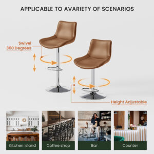 Contemporary High Back Dining Chairs Set of 2, Leather Side Chairs, Beige
