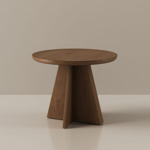 22.83" Walnut Round Side Table, Mid-Century Modern End Table with Unique Base Design for Stable Support,for Living Room, Bedroom, or Office, Fully Assembled