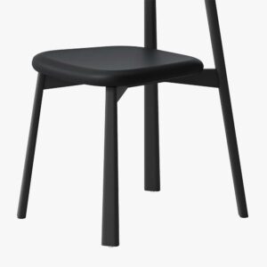 Mid-Century Modern Solid Wood Dining Chair Set of 2, Black Leather Side Chairs, Fully Assembled