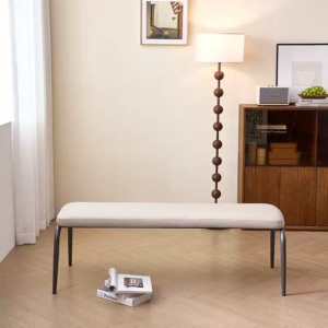 54.72'' Contemporary Gray Leather Dining Bench, Entryway Bench, Fully Assembled