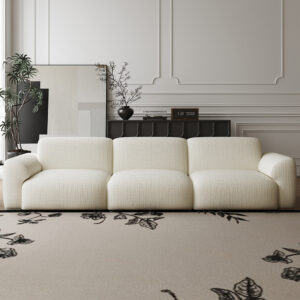 2-Seater White Power Sofa Bed & Square Coffee Table Set, Electric Sleeper Sofa With a Retractable Feature and Black Coffee Table, Modern Minimalist Living Room Furniture Set
