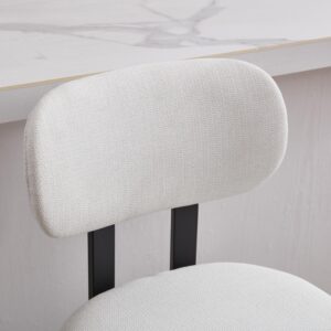 26'' Modern Upholstered Fabric Counter Stools Set of 2, Counter Height for Kitchen Counter & Breakfast Bar, White