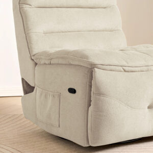 32.3''Modern Beige Armless Swivel Rocking Recliner – Manual Sofa Chair & Single Sofa Bed with Ergonomic Backrest and Storage Pocket