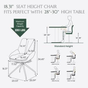 Modern Upholstered Rocking Dining Chairs Set of 2, Fabric Accent Armchairs for Dining Table & Living Room, Green & Silver, Home Office Task Desk Chairs