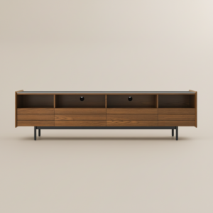 78.74" Mid-Century Matte Sintered Stone Tabletop TV Stand,Walnut Color Cabinet with Adjustable Light, Modern Entertainment Center with leg