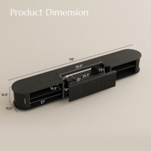 86" Walnut Smart UST Projector Cabinet PT8138 – Stylish Stand with Drawer Storage & Built-in Power Hub