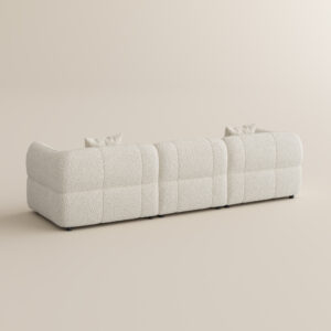 84 Inch Modern Boucle Sofa Beige Loveseats with Solid Wood Details, Cozy Channel Couch