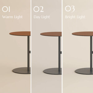 17'' C-Shaped Minimalist Side Table,Fully Assembled, Black & Brown