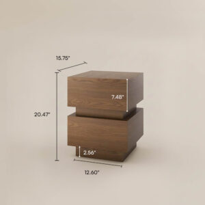 Mid-century Modern Square Side Table, 15.74'' Wood End Table, Walnut Color, Fully Assembly