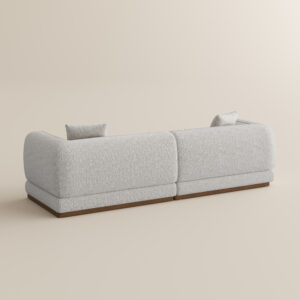 110 inch Wide Chenille Sofa with Solid Wood Base in Light Gray