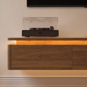 71'' Floating TV Stand with Adjustable LED Lights,Sintered Stone Top,Wall Mounted Media Console for Living Room