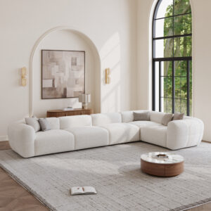 Minimalist Couch 2-3 Seater Vintage Chenille Lounge Sofa ,Waterproof Loveseat Sofa, Extra Deep Seating, Plush Embrace, Comfy Couch for Living Room, Cozy Round Sofa