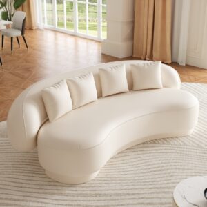 Suncurve Modern Leather Upholstered Sofa 3-Seater Sofa White Sofa
