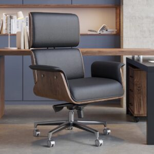 Black Faux Leather Office Chair with Adjustable Height and Swivel Base for Home Office