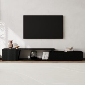 Fero Black Extendable TV Stand with 3 Drawers(71"-110")