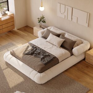 King Size Boucle Upholstered Cloud Floor Bed Frame