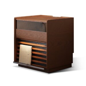Walnut & Light Wood Nightstand with 2 Drawers