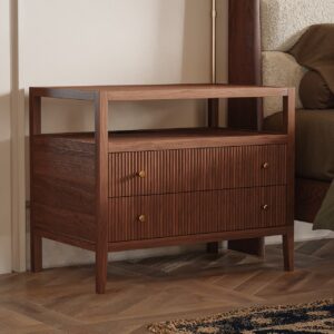 Stria 30" Fluted 2-Drawer Wide Smart Wood Nightstand