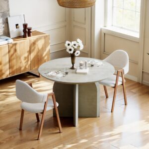 39" Round Dining Table for 4 w/ Pedestal Base in Gray | homary
