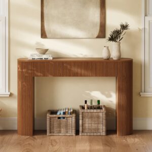 47" Solid Wood Walnut Fluted Console Table