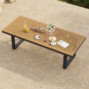 Tevara Outdoor Teak & Aluminum Dining Table in Gray, Seats 6-8