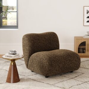 17" Performance Boucle Upholstered Curved Slipper Accent Chair