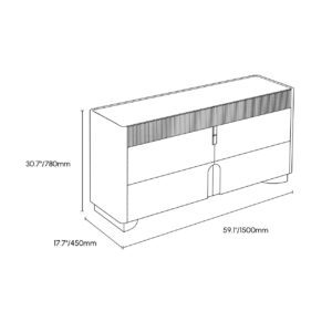 Artis 1500mm 6 Drawer Dresser Glass Top Closet Island with Jewelry Display Storage