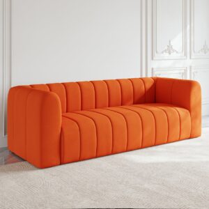 2230mm Modern Velvet Upholstered Sofa 3-Seater Sofa Luxury Sofa Solid Wood Frame