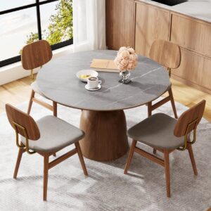 1200mm Modern Extendable Round Dining Table Seats 4-6 People Gray