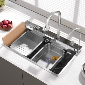 29.5" Drop-in Workstation Kitchen Sink with Faucet丨Homary