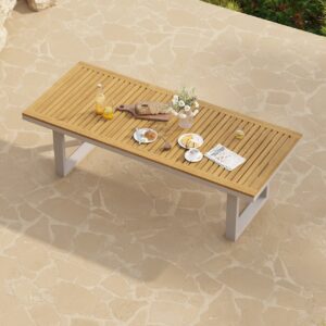 Tevara Outdoor Teak & Aluminum Dining Table in Sand, Seats 6-8