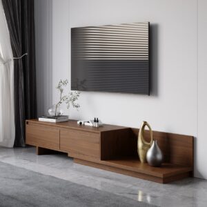 Fero Walnut Extendable TV Stand with 2 Drawers(1200mm-2000mm)