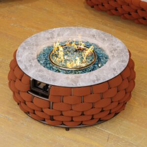 Cocaro Outdoor 27" Propane Smokeless Round Fire Pit Table in Orange
