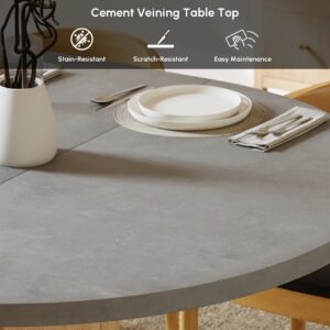 47"-63" Extendable Gray Dining Table Set with 6 Chairs