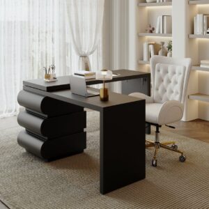 Humply Modern Minimalist Style L Shaped Desk Solid 60 Inch Executive Office Desk